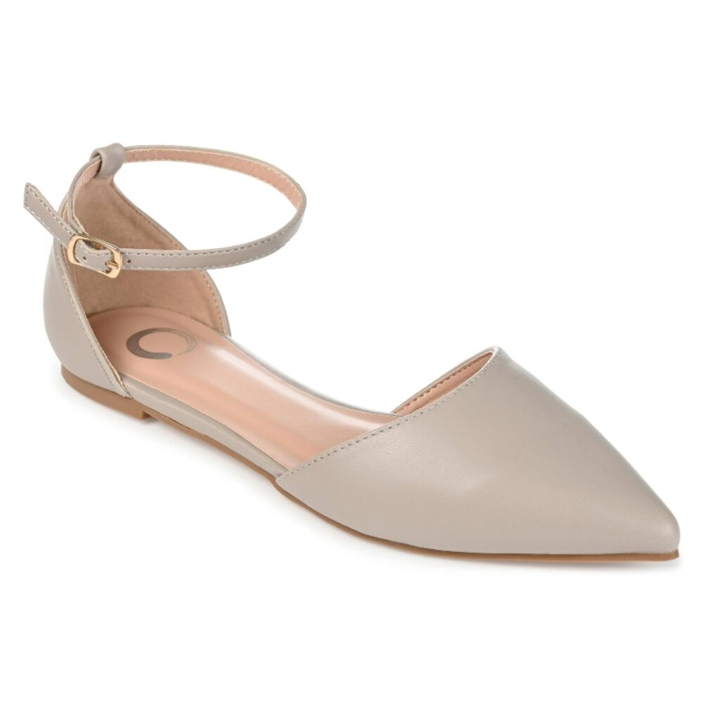 Journee Collection Womens Reba Buckle Pointed Toe Ballet Flats Size 6, Grey